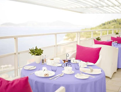 12 Pack Lavender Tablecloth 90 Inch Round Tablecloth Lavender Round Tablecloth Washable Polyester Fabric Bulk Light Purple Tablecloths Round Table Cloths for Parties Wedding Banquet Buffet Dinning