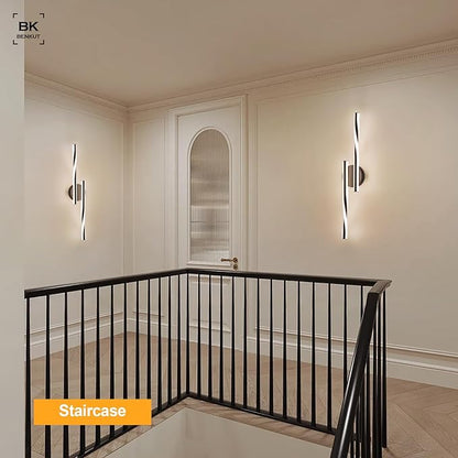 Benkut Modern LED Vanity Light Bathroom Black Wall Sconce with Remote Control Modern Bathroom Wall Lighting Fixtures Over Mirror for Bedroom Bedside, Dining Living Room, Hallway (30Inch 3000K-6500K)