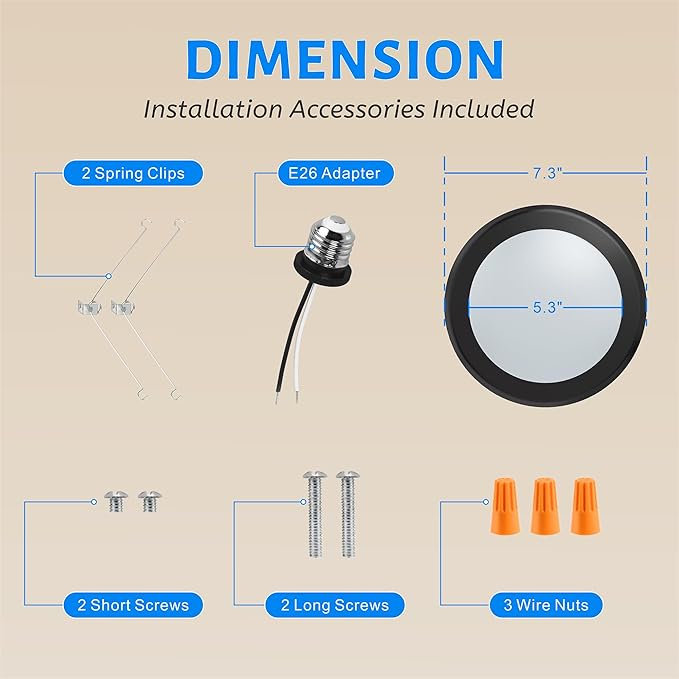 ECOELER 6In LED Low Profile Surface Mount Disk Light, 16.5W 1000Lm, 5000K Daylight, Dimmable LED Disc Ceiling Light for Home Improved, Black, ETL-Listed, 4 Pack