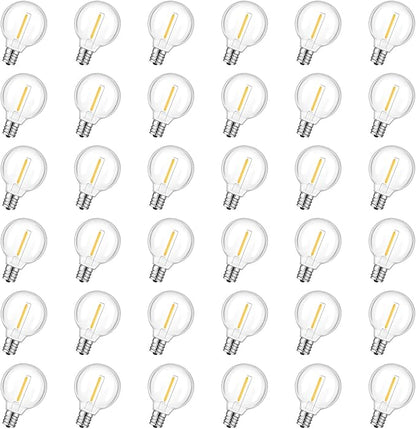 GvvooHome 36 Pack G40 Replacement Bulbs for Outdoor String Lights, Shatterproof LED Globe Light Bulbs for Indoor Outdoor Patio Cafe Decor, E12 Screw Base, Warm White