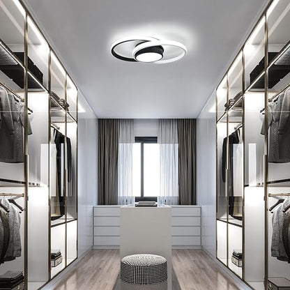 AUA LED Modern Ceiling Light, 39W Flush Mount Lights Fixture, 15.7 Inch Round 6500K Close to Ceiling Lighting for Bedroom, Kitchen, Hallway, Black and White
