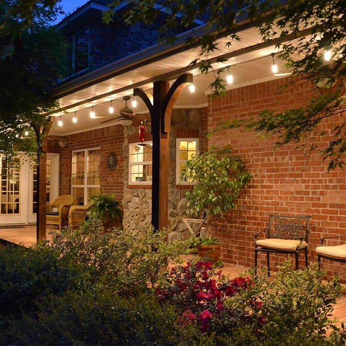 Enbrighten LED Outdoor String Lights 24ft Soft Warm White Patio Lights with Ultra-Durable Shatterproof and Waterproof Acrylic Bulbs for Balcony, Backyard, Porch, Gazebo, Deck, Party and Market, 35629
