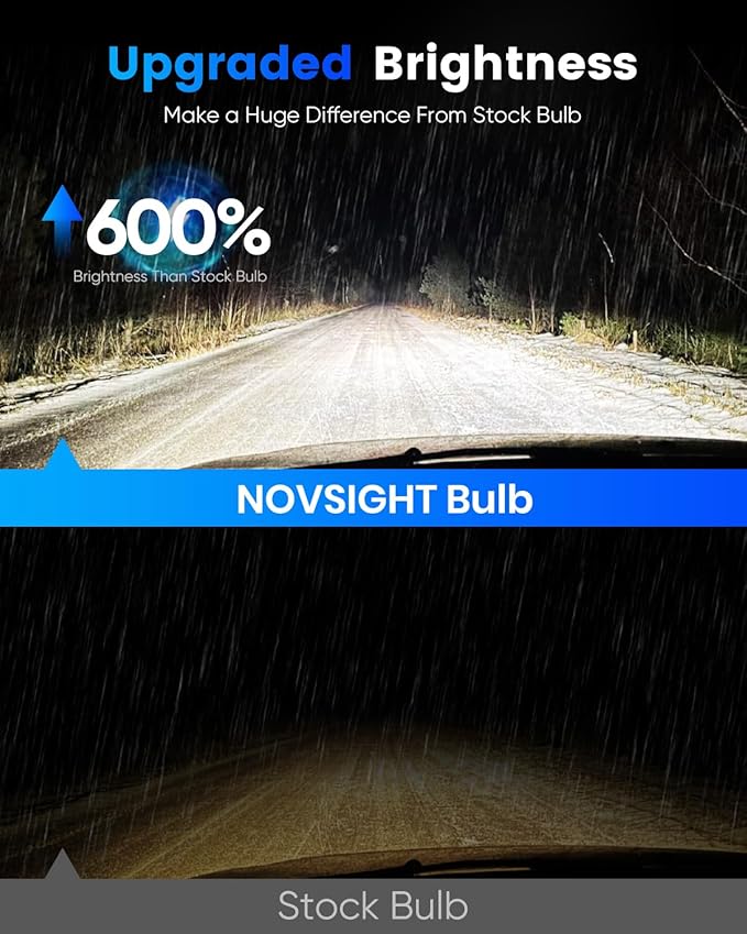 NOVSIGHT H13/9008 Bulbs Upgraded, 400% Brightness H13 Fog Bulbs, Quick Installation 9008, Pack of 2