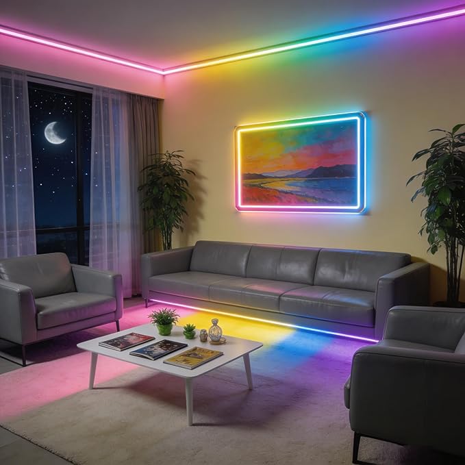 RGBW IC Cool White 6000K 24V COB LED Strip 16.4ft WS2811 Addressable Color Changing Multicolor RGB+CW LED Tape Lights Kit for Bedroom,Gaming Room,Party Lights