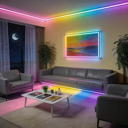 RGBW IC Warm White 3000K 24V COB LED Strip 16.4ft WS2811 Addressable Color Changing Multicolor RGB+WW LED Tape Lights Kit for Bedroom,Gaming Room,Party Lights