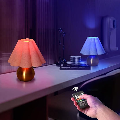 Ziqqeelam Rechargeable Cordless Small Table Lamp, Battery Operated Remote Control Gold Mini Table Lamps for Bedroom Nightstand, Cute Small Table Lamp for Small Spaces for Kitchen Counter, Bookshelf