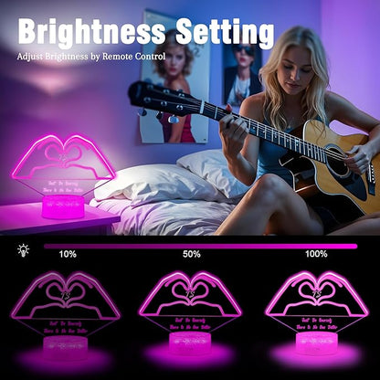 Heart Hands 3D Night Light – 16 Color Changing LED Lamp with Remote & Touch, Cool LED Room Decor for Girls, Women, Teens, Aesthetic Gifts for Music Lovers, Fans of Pop Culture Icons