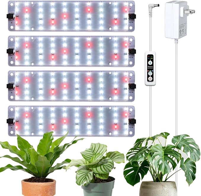 Grow Lights, 40W Linkable Grow Light for Indoor Plants Full Spectrum, 6/12/16h Timer, Dimmable Ultra-Thin Plant Lamp for Indoor Growing, Netural White, 1-Set