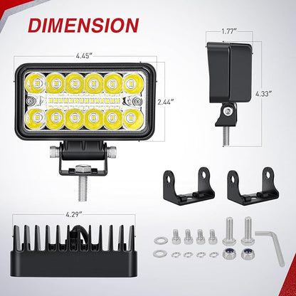 Nilight LED Light Pods 2PCS 4.5 Inch 39W Upgraded Spot Flood Combo Beam Driving Fog Work Backup Bumper Roof Lighting for Offroad Pickup Truck ATV UTV SUV 4x4 Van Camper Boat