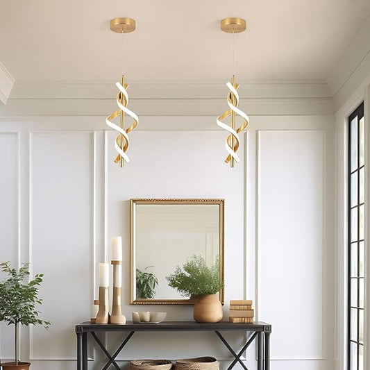 Modern LED Pendant Light Fixtures 4000K Pendant Lights Gold Hanging Lamp for Dining Room Bedroom Living Room (1 Pack)