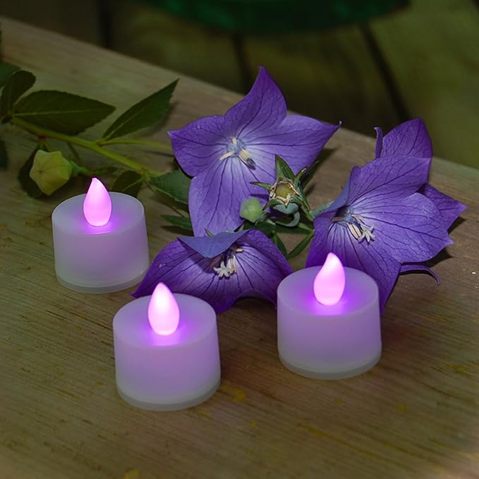 LumaBase Battery Operated Tea Light Candles, Pink - Set of 12