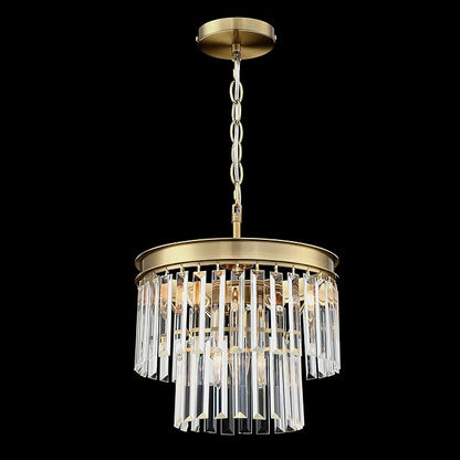 MEXO Crystal Chandelier Lighting Fixture Gold Finish 2-Tier Hanging Pendant Ceiling Lights for Living Room Bedroom Dinning Room Hallway