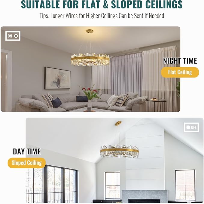 Siljoy Modern Crystal Chandelier, 20-Light Luxury Gold 2-Tiers K9 Crystal Raindrop Chandelier, Large Dimmable Crystal Pendant Ceiling Light for Dining Room Living Room Foyer Entryway D39.4''