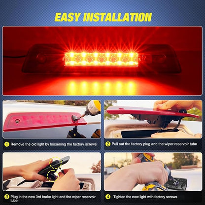 Nilight Third Brake Light Tail High Mount 3rd Stop Lights Smoked Lens Compatible with Jeep Liberty 2008 2009 2010 2011 2012 Van SUV Rear Center Cab Lamp