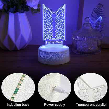 Bangtan Boys 7 Colors LED Acrylic Night Light Bedside Lamps Bedroom Home Room Decoration for Army Fans Gifts