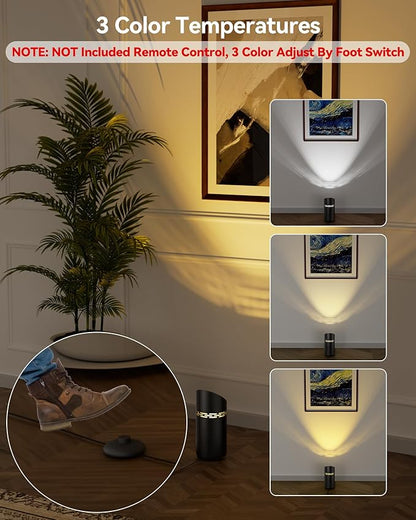 2 Pack Uplights Indoor Floor Can Lights, 3000K/4000K/6000K Spotlight Indoor with GU10 Bulbs, Uplighting Spotlights with Foot Switch for Living Room Corner Sofa House Plant Wall Artwork Decor