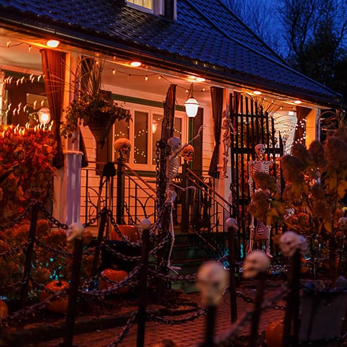 MAGOTAN Christmas Lights Outdoor Battery Operated - 50 LED String Lights with Timer for Halloween Christmas Tree Wreath Party Home Garden Indoor Outdoor Decor, Waterproof, Orange