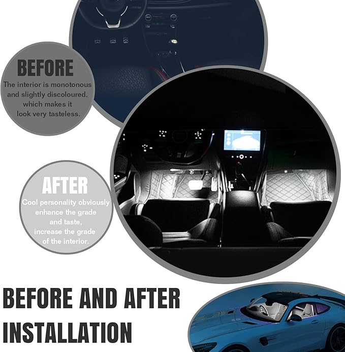 Car LED Strip Light, 24 LED RGB Auto Under Dash Interior Atmosphere Lights, 12V Ambient Night Light, Auto Interior Decorative Lamp, Universal Car Accessories (White, Cigarette Adapter)