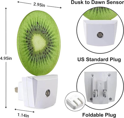Tropical Kiwi Fruit Night Light Fruits Pattern Night Lights Plug into Wall for Boys Girls, Plug-in Nightlight 0.5W LED Lighting for Stairway Hallway Bedroom