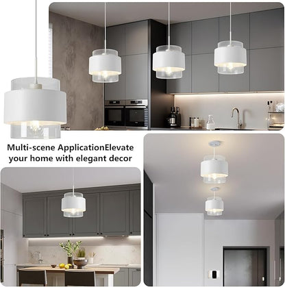 9.8" Modern Pendant Lights Kitchen Island, Industrial Pendant Lighting with Durable Metal Shades, Adjustable Hanging Light Fixtures for Kitchen Island Living Room Hallway,2 Pack