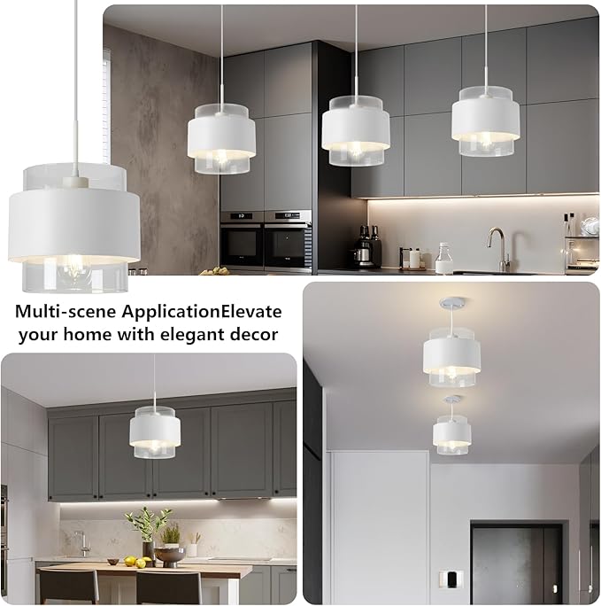 9.8" Pendant Lights Kitchen Island, Industrial Pendant Lighting with Durable Metal Shades, Adjustable Hanging Light Fixtures for Kitchen Island Living Room Hallway