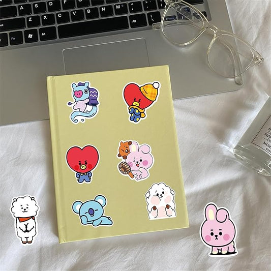 50PCS Cartoon BT21 Deals for Fans Boys Team Stickers BT21 Waterproof Vinyl Decals Laptop,Scrapbooking,Journal,Cell Phones, Water Cups Sticker (BBT21)
