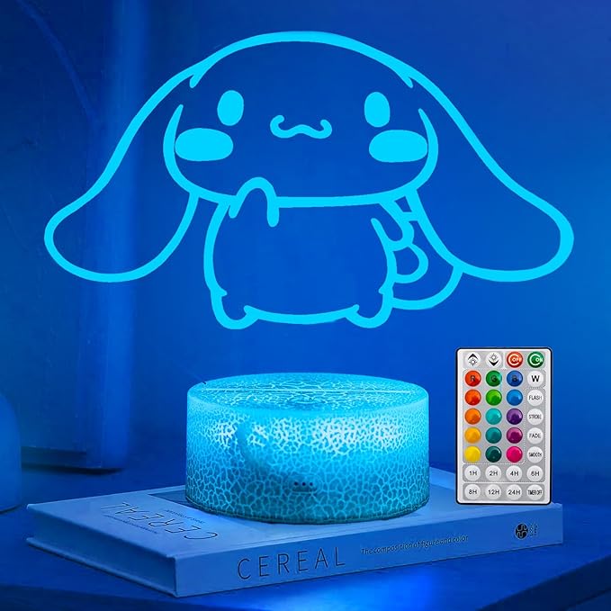 KIEAL 16 Colors Cartoon Night Light, Anime Character Change Decor Lamp with Remote, Dim, Timer, Fans Kids Gifts for Christmas Birthday Boys Girls