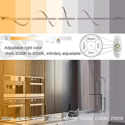 47.24" Modern Chandelier Led Pendant Light for Kitchen Island Lighting Dimmable Modern Led Chandelier for Dining Room Over Table,Creative Snake-Shaped Twist Design Kitchen Ceiling Hanging