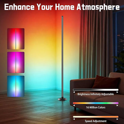 NBBUFF Led Corner Floor Lamp USB Powered with App & Remote Control, Color Changing Led Lamp Music Sync IC+RGBW, Timer, 64+ Music Modes, Standing Lamps for Living Room Lamp Bedroom Gaming Room, 2 Pack