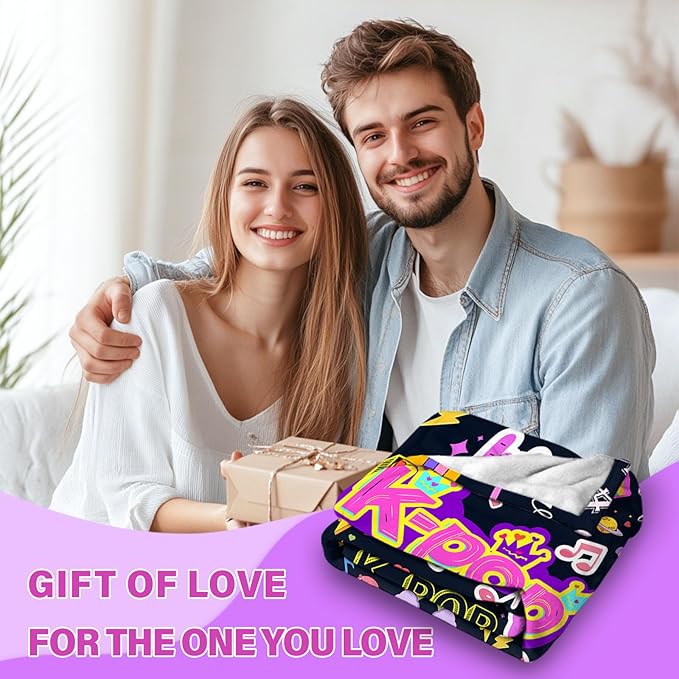 Kpop Blanket Gifts for Teens Soft Korean Blanket with Trendy for Women, Kpop Gifts for Women and K-Pop Lovers, Cozy Flannel Throw for Bedroom Room Decor, Gifts for Chritsmas Thanksgiving 50x60in