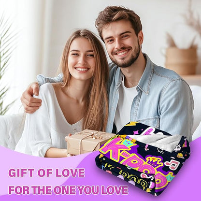 Kpop Blanket Gifts for Teens Soft Korean Blanket with Trendy for Women, Kpop Gifts for Women and K-Pop Lovers, Cozy Flannel Throw for Bedroom Room Decor, Gifts for Chritsmas Thanksgiving 50x60in