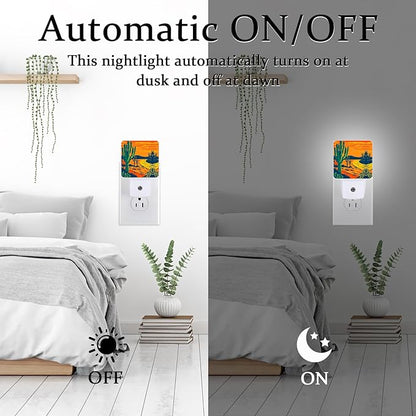 Cactus Night Light, Plug-into Wall Desert Plant Nightlight Lamp with Dusk to Dawn Sensor, Led Lamp 0.5W Energy Efficient for Boys Girls Adults Home Decor