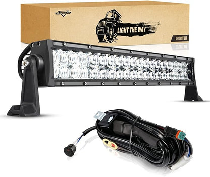 Auxbeam 22" LED Light Bar 120W LED Driving Light Off-Road Lights Spot Flood Combo Work Light Fog Lamp 5D Lens with Wiring Harness for SUV, ATV, UTV, Jeep, Vehicle, Pickup