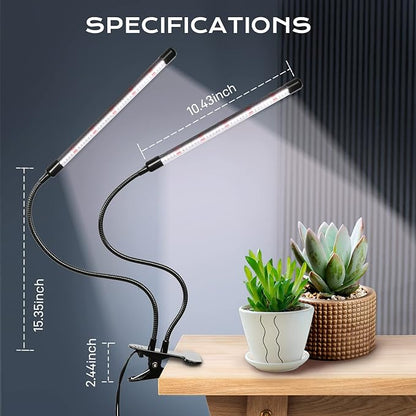 iPower Full Spectrum Clip Plant Growing Lamp with 84 White Red LEDs for Indoor Plants, 3 Modes Timing Function & 5 Dimmable Levels