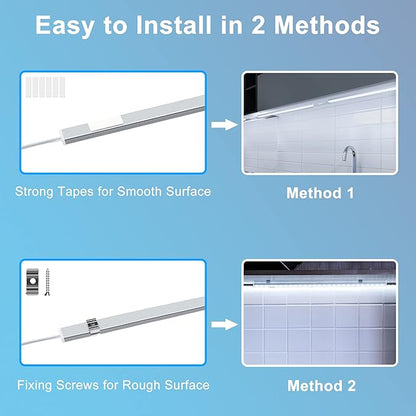 Maylit Under Cabinet Lights Plug in, 6 Pcs 12 Inch Ultra Thin Under Cabinet Lighting, Super Bright Daylight White Under Counter Lights for Kitchen, Dimmable Light for Cabinet, Counter, Workbench, Desk