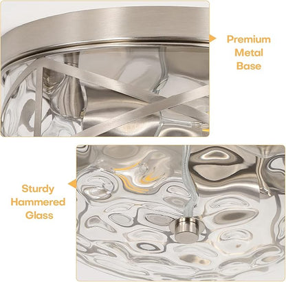 LamQee 2-Light Flush Mount Ceiling Light Farmhouse Kitchen Island Ceiling Light with Bubble Glass Close to Ceiling Light Fixture for Living Room Bedroom Foyer Hallway