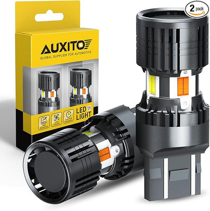 AUXITO CANBUS 7443 7444NA Switchback LED Bulbs with Built-in Resistor Anti Hyper Flash 7443A 7444NAK T20 Dual Color Amber Turn Signal Lights and White DRL/Parking Lights, Pack of 2