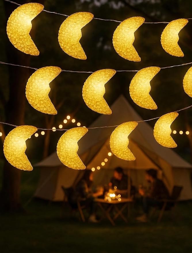 AceList Moon String Lights, 9.8FT 20 LED Decorative Fairy Lights, USB & Battery Powered for Bedroom, Party, Dorm, Camping, Mother’s Day, Holiday and Everyday Home Decor