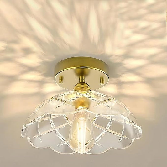 Bubble Ball Semi Flush Mount Ceiling Light Fixture, 24" Bubble Chandelier, Modern Hand Blown Glass Chandelier for Bedroom, Living Room, Dining Room (XD01)