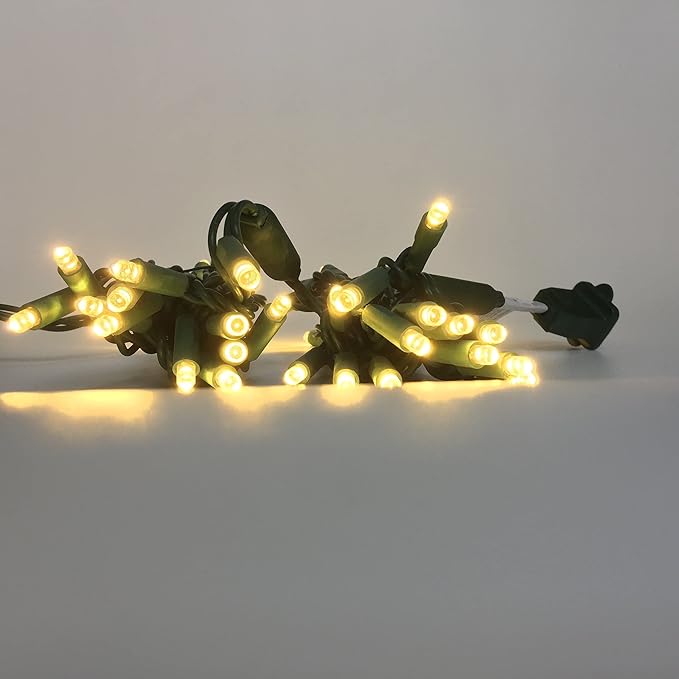 UL Listed 50 Count 5MM Wide Angle Led Christmas Lights Set,Outdoor Mini Led String Lights for Garden Patio Trees Lighting Decorations,17 Feet Green Wire (Warm White)