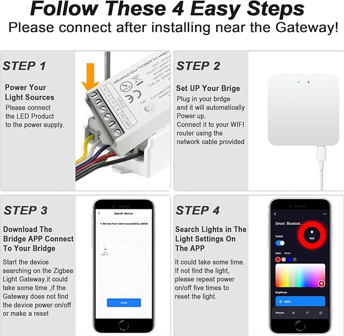 Tuya Zigbee 3.0 Single Color LED Strip Controller PWM Dimmer 2 Pin V+ V- DC 5V 12V 24V Max 15A Compatible with Alexa Echo Plus 4th Gen Tuya Gateway for FCOB COB 5050 2835 LED Light