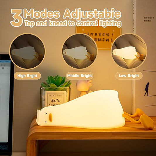 Cute Duck/Chicken/Rabbit/Panda NightLight, LED Squishy Animal Novelty Lamp for Toddler Baby Kids, Nursery Touch Kawaii Room/House Decor Bedside Touch Lamp for Breastfeeding