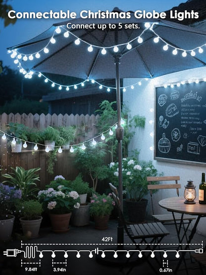 2026 New Connectable 43FT Smart Voice Controlled String Lights Indoor Outdoor | 100LED White Globe Fairy Lights with Remote & Timer | 12 Modes Waterproof Twinkle Light for Classroom Room Decorations