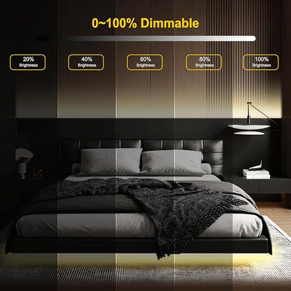 Pandery COB LED Strip Light,CCT Dimmable Strips Light,2700K-6500K,9.84ft/3m,8mm Wide,CRI90+ 24V LED Strips Kit with Bluetooth APP Control/Music Mode,for Bedroom,Kitchen,DIY Lighting