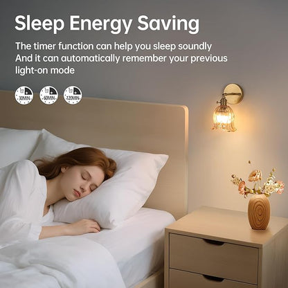 Shenmoyl Vintage Battery Operated Wall Sconces Set of Two, Rechargeable Battery Powered Wall Sconces with Remote Control, Wireless Dimmable LED Light for Bedside Indoor Living Room (Amber Lily)