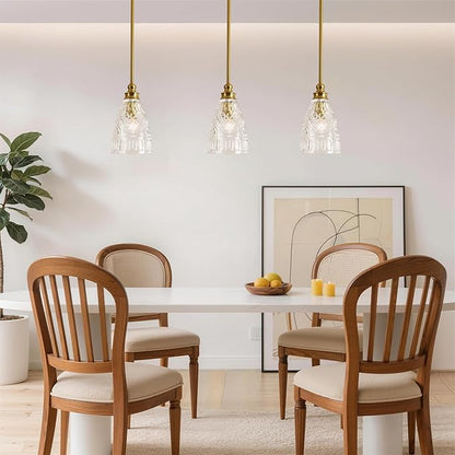 LIROUVET 2-Pack Modern Vintage Pendant Lighting with Clear Glass Shade, Gold Ceiling Light for Kitchen Island,Living Room,Bedroom,