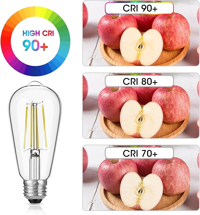 Gozelux LED Edison Bulbs 6W, Equivalent 60W, High Brightness Daylight White 5000K, 750 Lumens, ST58 Vintage LED Filament Bulbs with 90+ CRI, E26 Base, Dimmable, Clear Glass, Pack of 8