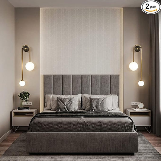 Modern Wall Sconce Set of 2 Mid Century Black Gold Wall Lamp with 2 Milk Glass Shade U-Shape Linear Wall Light for Bedside Dining Room Bathroom,Hard-Wired Install