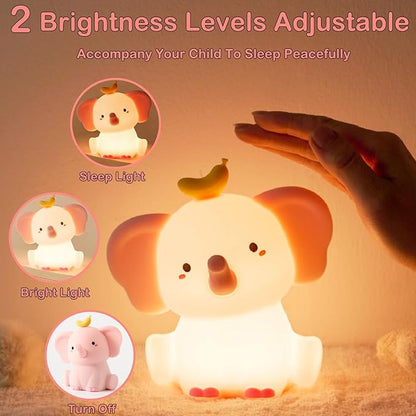 Elephant Lamp, Elephant Cute Night Light Gifts, Rechargeable Bedside Nightlight, Dimmable Squishy Silicone Animal Touch Lamp, Baby Room Decor, Small Night Light for Kids Teens Boys Girls Lovers