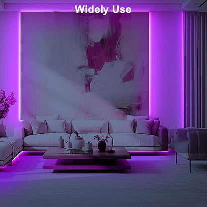 Tatazone 32.8ft Purple COB Led Strip Lights with Remote, Dimmable Bright Dotless Adhesive Indoor Led COB Light Strip for Cabinet, Painting, Room, Bed